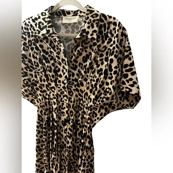 Anthropologie Tobie Pleated Shirt Dress Sz M NEW animal print - Picture 6 of 12